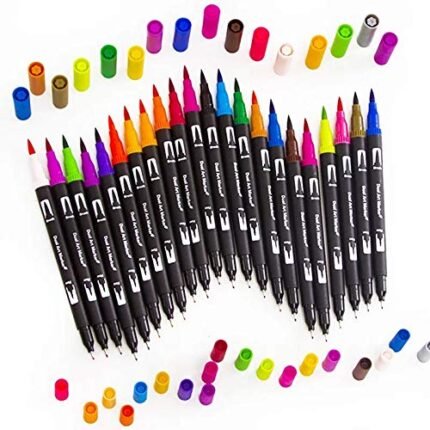 Dual Tip Watercolor Brush Pen Marker and Fine Liner Pack of 12