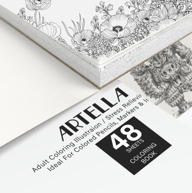 Artella Adult Coloring Book with 48 Art Design