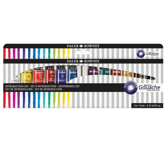 Daler Rowney Aquafine Gouache Color Starter Paint Pack of 12 15ml