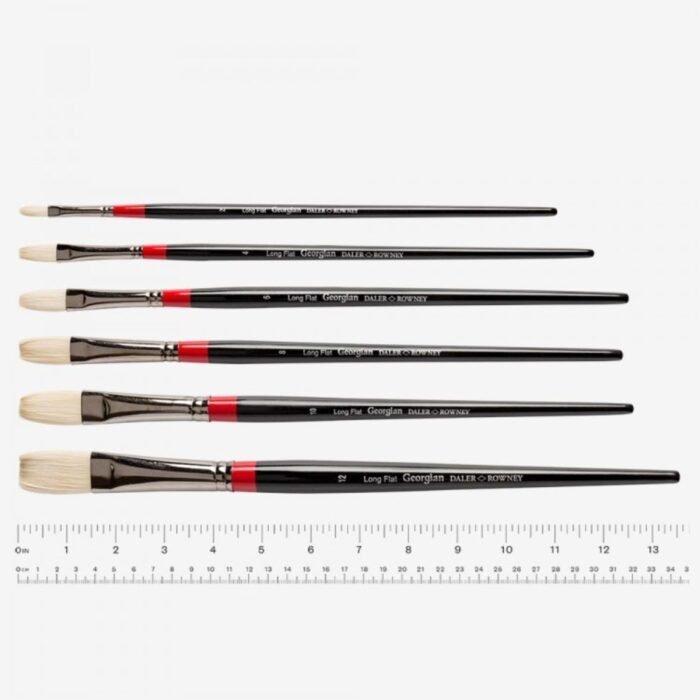 Daler Rowney Georgian Oil Bristle Hairs Flat Paint Brushes In Long Handle