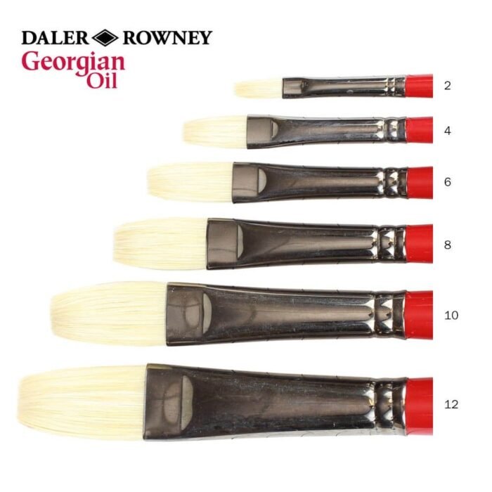 Daler Rowney Georgian Oil Bristle Hairs Flat Paint Brushes In Long Handle