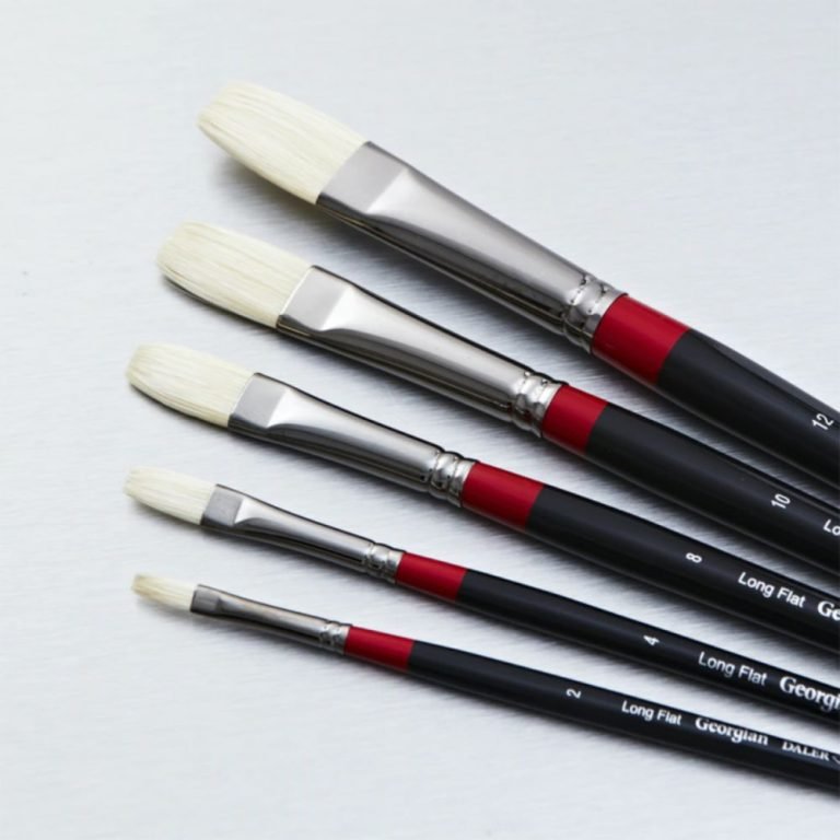 Daler Rowney Georgian Oil Bristle Hairs Flat Paint Brushes In Long Handle