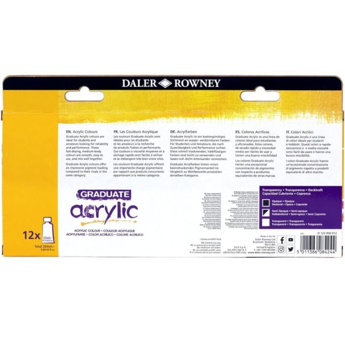 Daler-Rowney Graduate Acrylic Paint Pack of 12