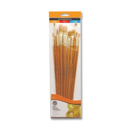 Daler Rowney Long Handle Gold Taklon Synthetic Hair Paint Brush Set Of 10 Pcs