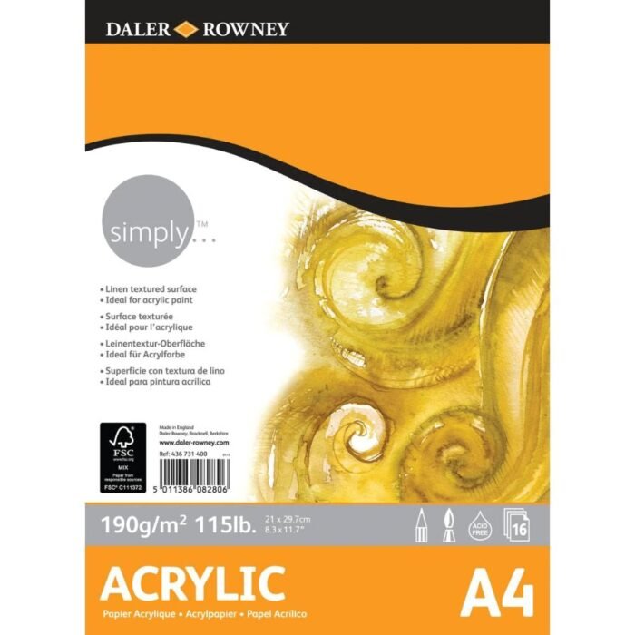 Daler Rowney Simply Acrylic Pads 190gsm 16 sheets