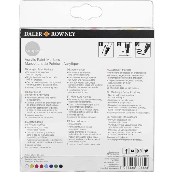 Daler Rowney Simply Acrylic Paint Markers Pack Of 8