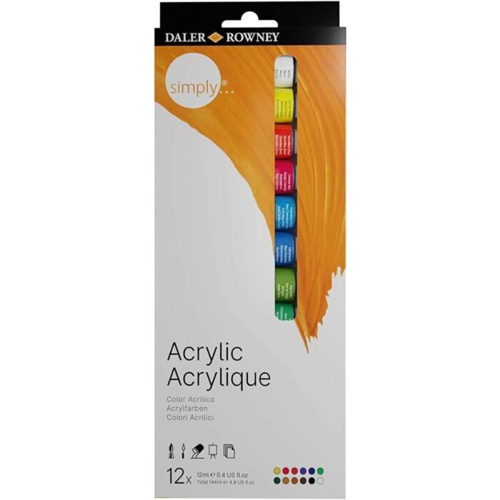 Daler Rowney Simply Acrylic Paint Pack of 12 12ml