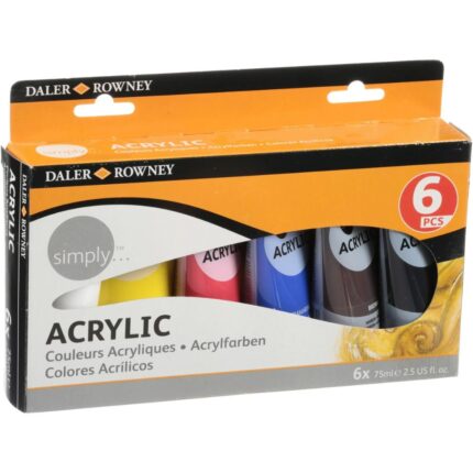 Daler Rowney Simply Acrylic Paint Pack of 6 75ml