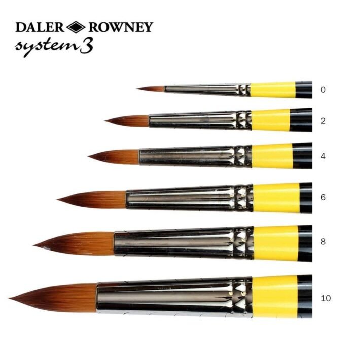 Daler Rowney System 3 Round Paint Brushes In Long Handle Series-45