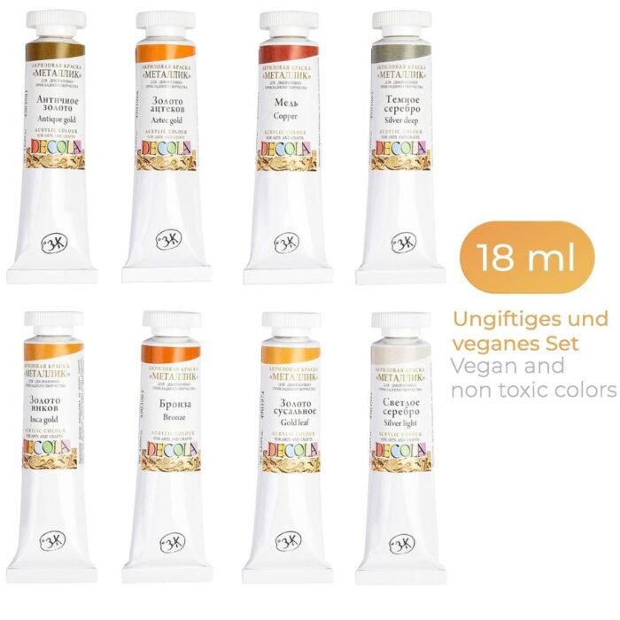 Decola Metallic Acrylic Paint Pack Of 8 18ml