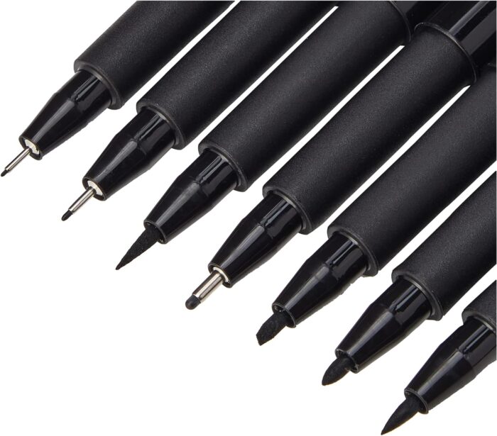Faber Castell Artist Pen Assorted Sizes Pack of 8 , 8-Pitt Pens in Black