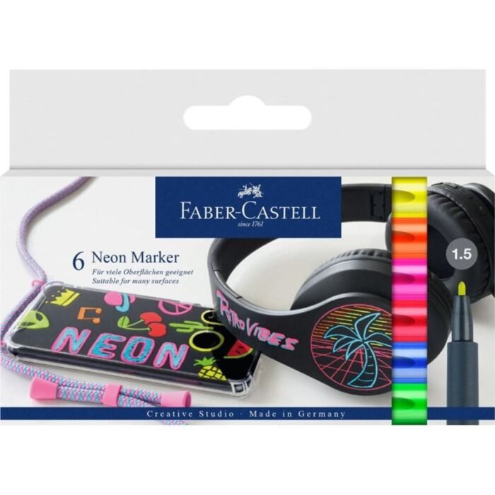 Faber Castell Neon Marker Cardboard Wallet Of 6