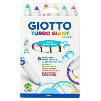 Giotto Turbo Giant Pastel Color Markers Set of 6 Pcs