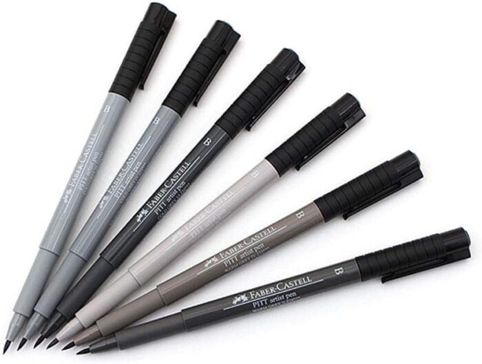 Faber Castell Pitt Artist Brush Pen Grey Set Of 6
