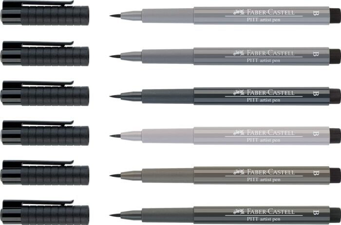 Faber Castell Pitt Artist Brush Pen Grey Set Of 6
