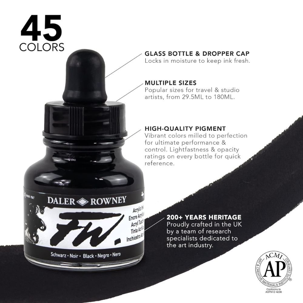 Daler Rowney Fw Artists Acrylic Ink Shimmering Colors  Pack Of 6 Daler Rowney Fw Artists Acrylic Ink Shimmering Colors Pack Of 6