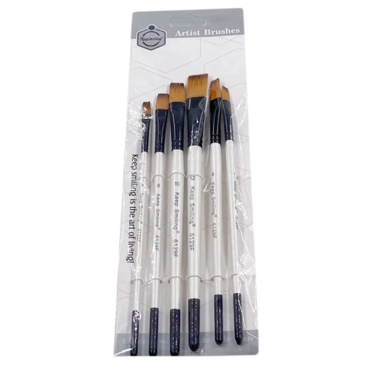 Keep Smiling Flat Tip Paint Brush Pack of 6