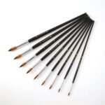 Keep Smiling Long Handle Artist Wooden Round Brushes Set Of 9 Pcs