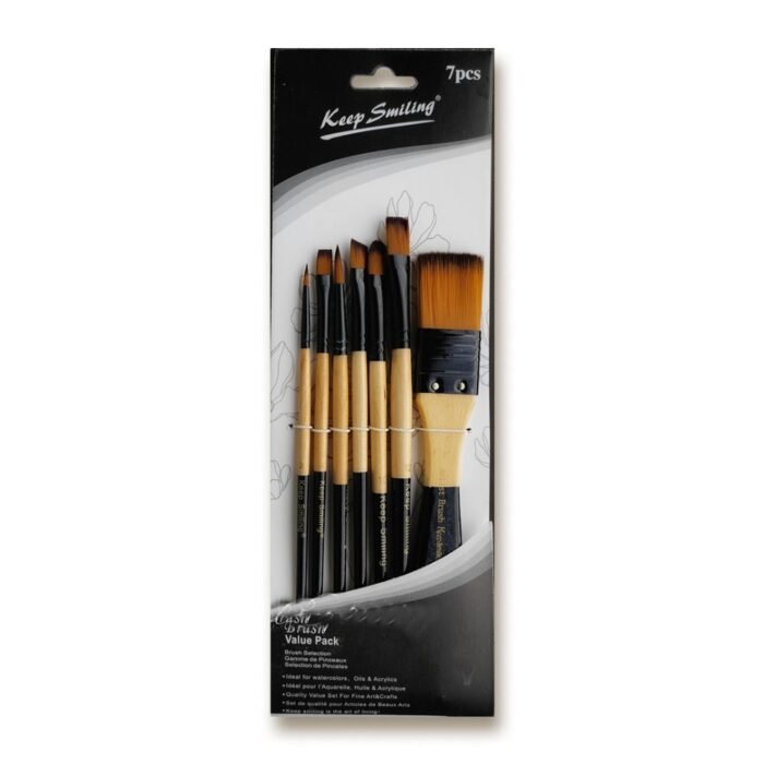 Keep Smiling Mix Artist Paint Brush Set Of 7 Pcs