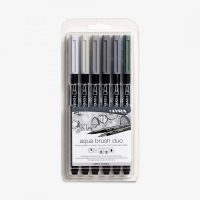 Lyra Aqua Dual Side Gray Tone Brush Marker Set Of 6