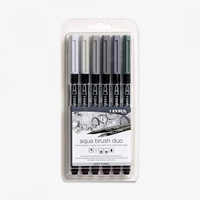 Lyra Aqua Dual Side Gray Tone Brush Marker Set Of 6