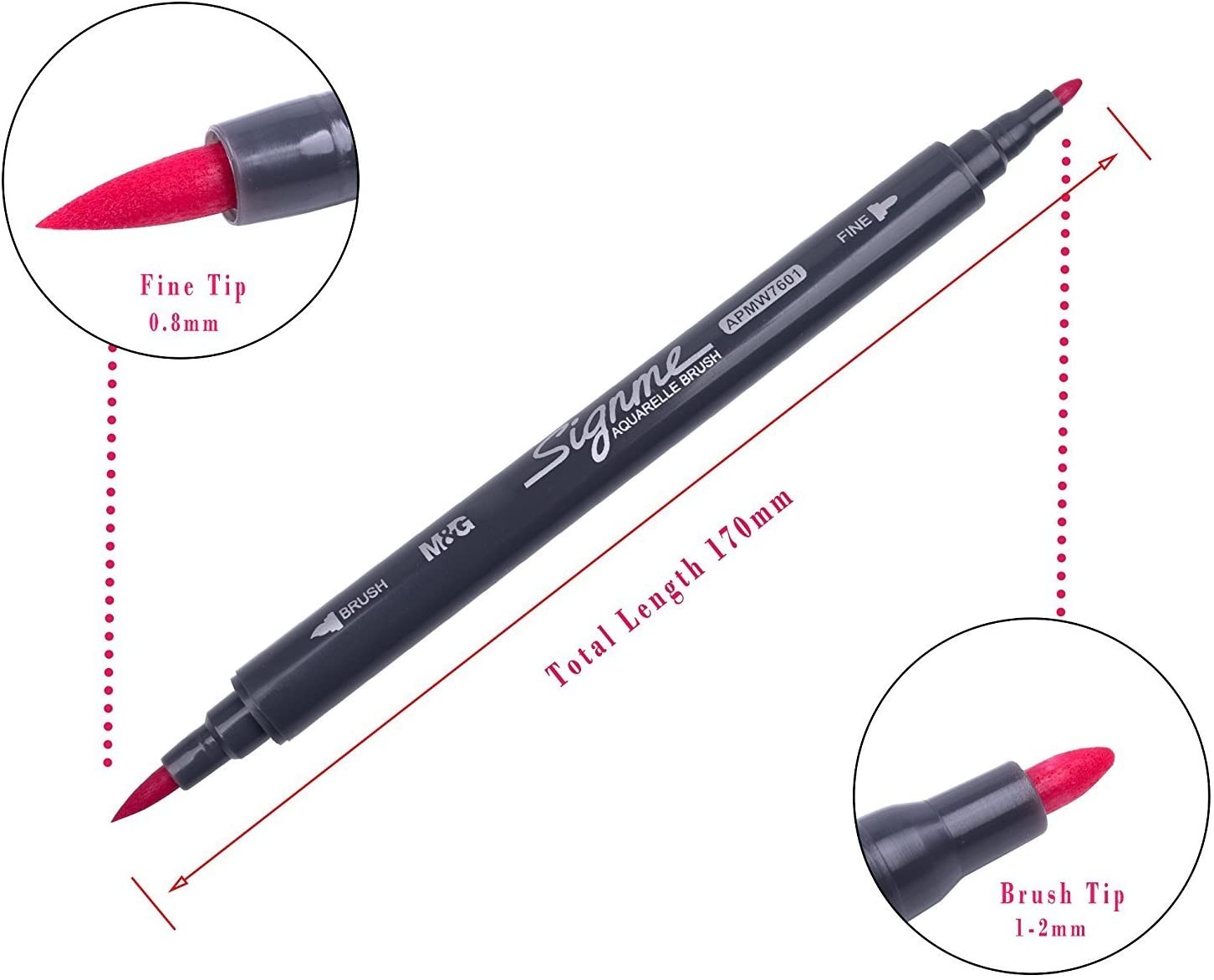 M&G Dual Side Aquarelle Brush Pen Marker Pack of 12
