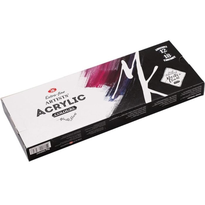 Masterclass Extra Fine Artist Acrylic Paints Pack Of 12 18ml