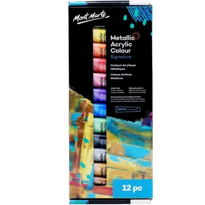 Mont Marte Metallic Acrylic Paint Set 12pc x 36ml