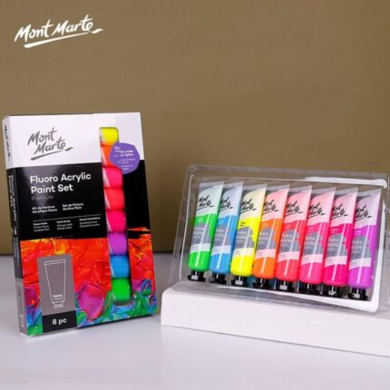 Mont Marte Premium Fluoro Acrylic Paint Pack Of 8 36ml