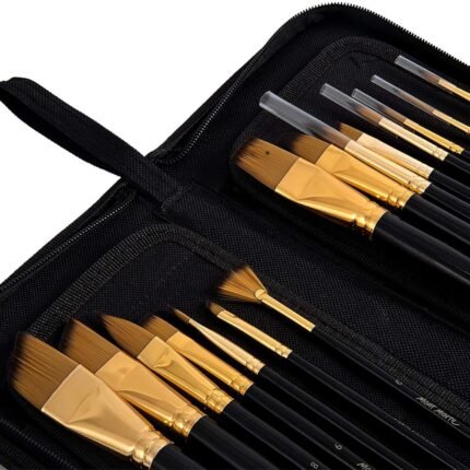 Mont Marte Studio Nylon Hair Paint Brush Set in Easel Wallet 15 Pcs