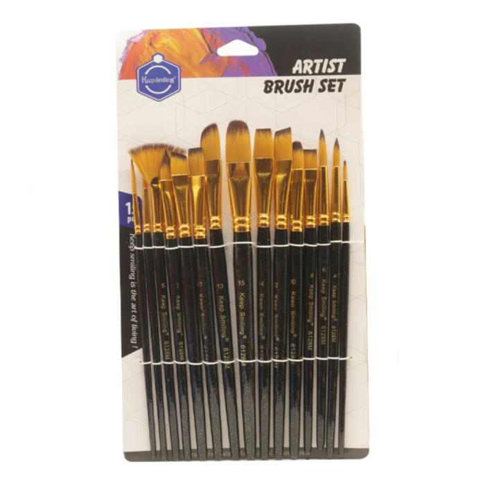 Keep Smiling Mix Artis paint Brush set 15Pcs