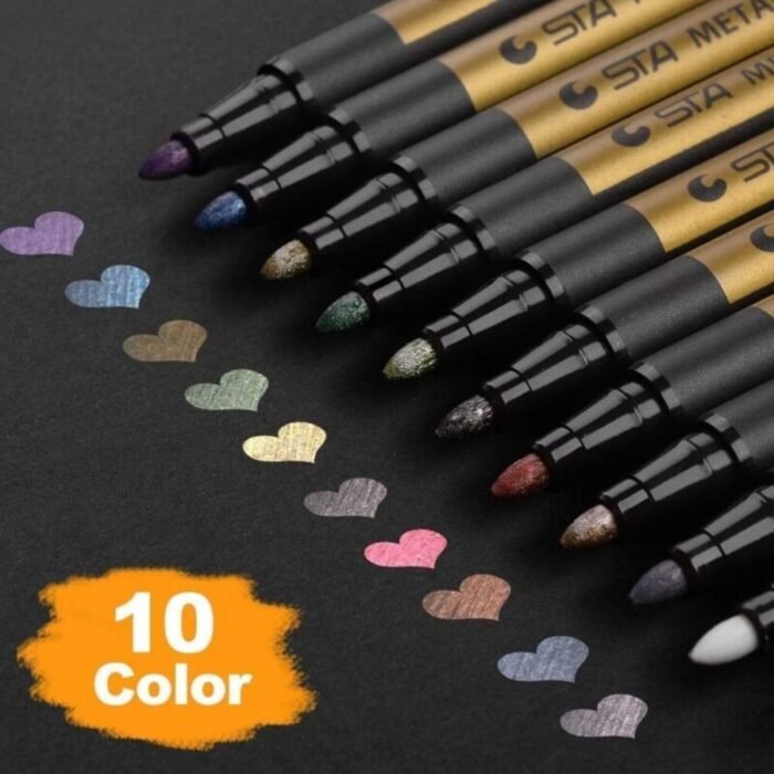 STA Permanent Metallic Paint Markers 10 Pcs