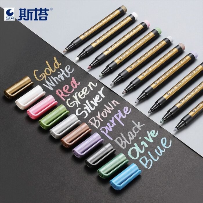 STA Permanent Metallic Paint Markers 10 Pcs