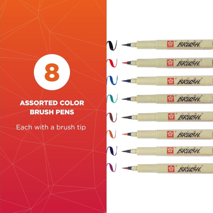 Sakura Pigma Color Brush Pen Pack Of 8