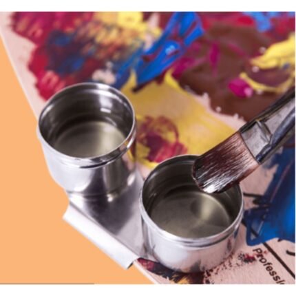 Stainless Steel Twin Paint Dipper Oil Painting Palette Cup