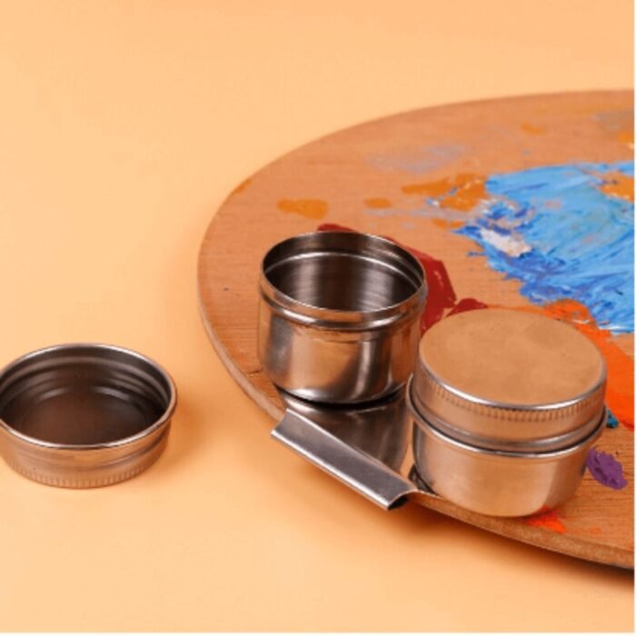 Stainless Steel Twin Paint Dipper Oil Painting Palette Cup