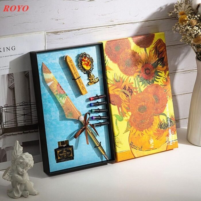 Van Gogh Style Luxury Feather Pen Set