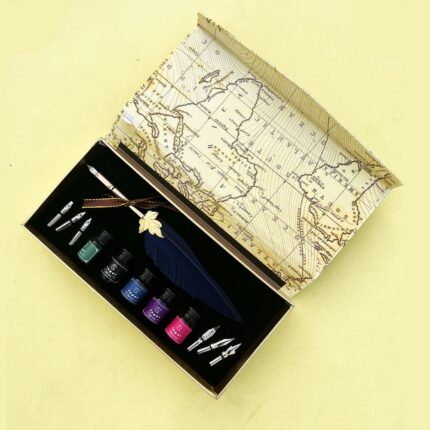 Vintage Calligraphy Feather Pen Ink Set