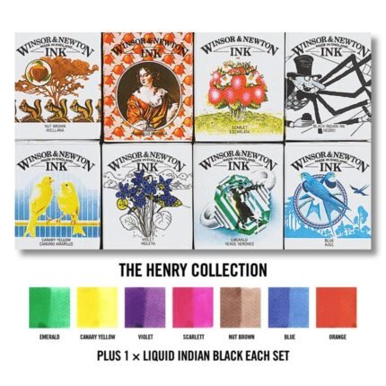 Winsor Newton Drawing Inks Henry Collection Pack Of 8 14ml