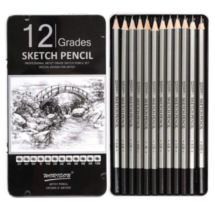 Worison Drawing And Sketching Pencil Set Of 12 Pc In Tin Box