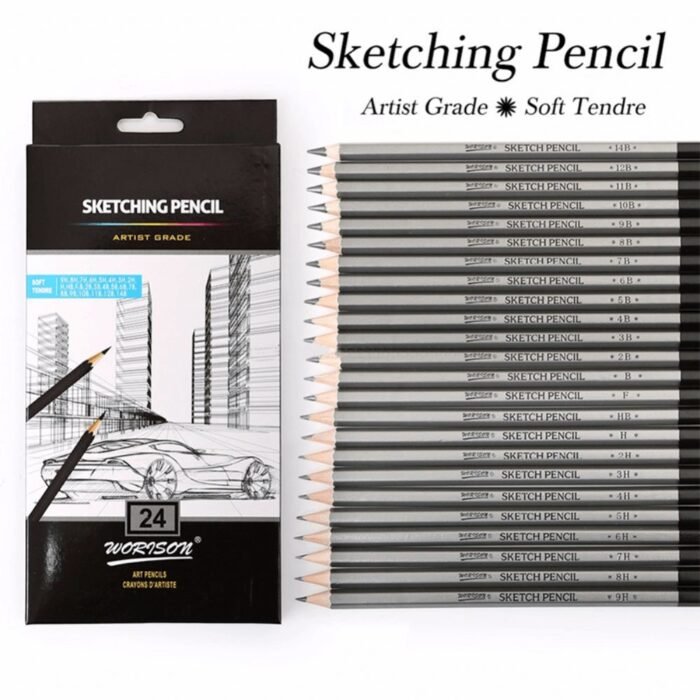 Worison Professional Drawing Sketching Pencil Set 24 Pcs