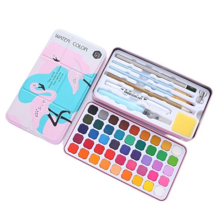 45 Color Solid Watercolor Paint Tin Box