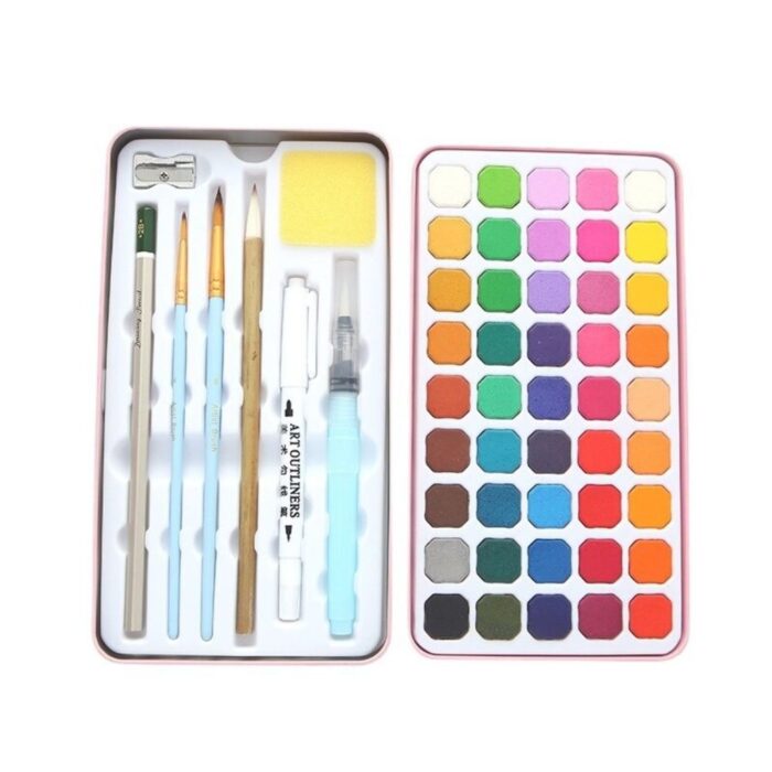 45 Color Solid Watercolor Paint Tin Box