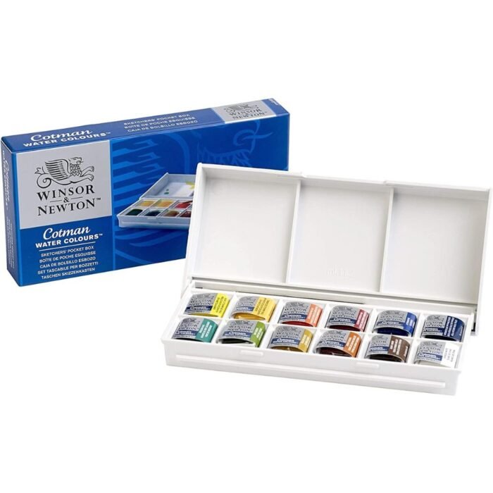 Cotman 12 Half Pans Watercolors Sketchers Pocket Box