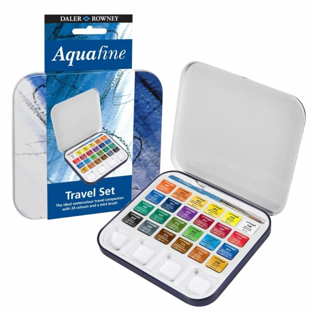 Daler Rowney Aquafine Transparent Watercolor Set of 24 In Tin Box