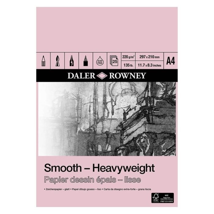 Daler Rowney Heavyweight Smooth Drawing Pad 25 Sheets 220 gsm