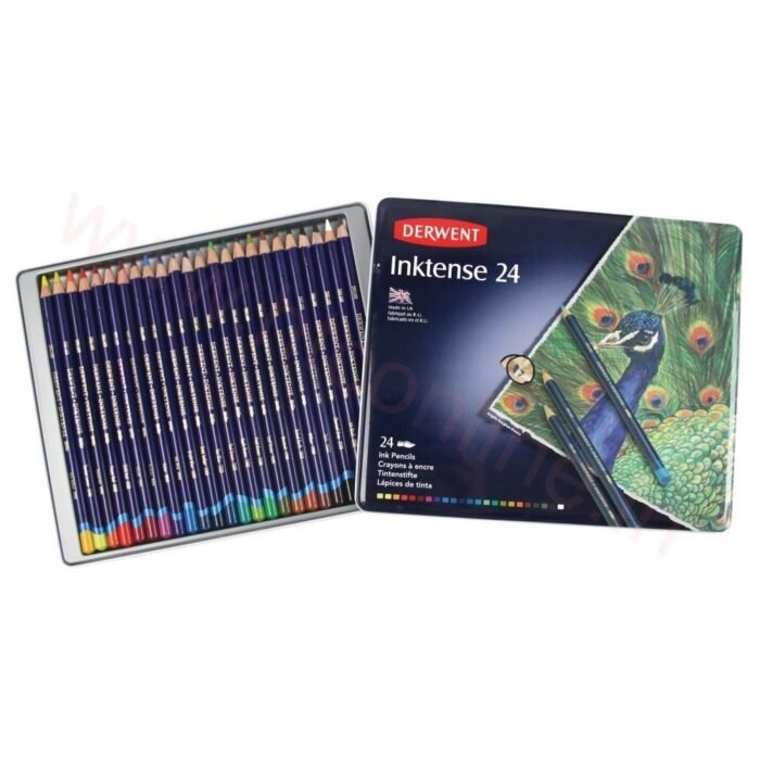 Derwent Inktense Water Soluble Color Pencils Set Tin Box