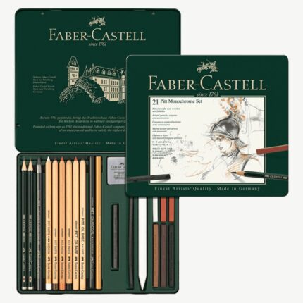 Faber Castell Pitt Monochrome Set Tin Of 21