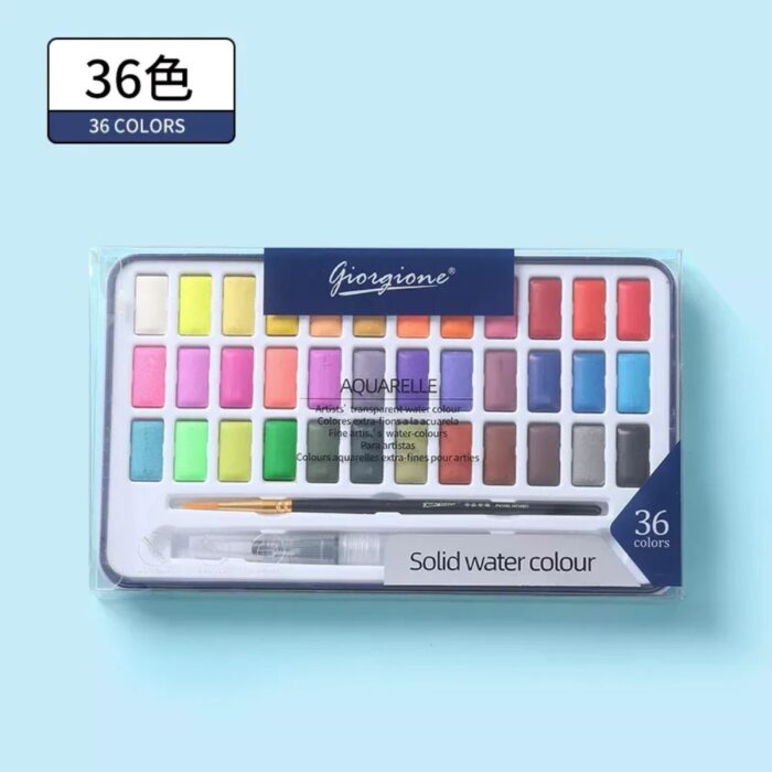 Giorgione Solid Watercolor Paint Set With Brush and Waterbrush Pen