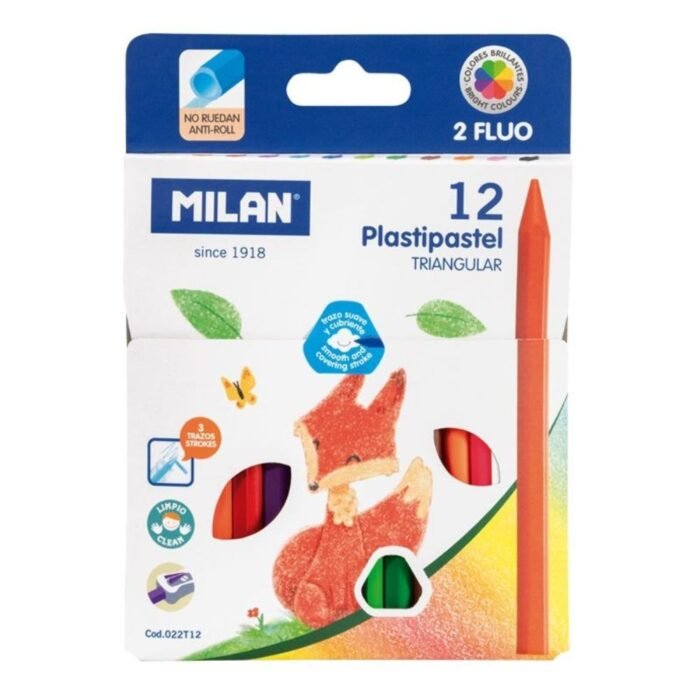 Milan PlastiPastel Triangluar Color Pencil Crayons Set